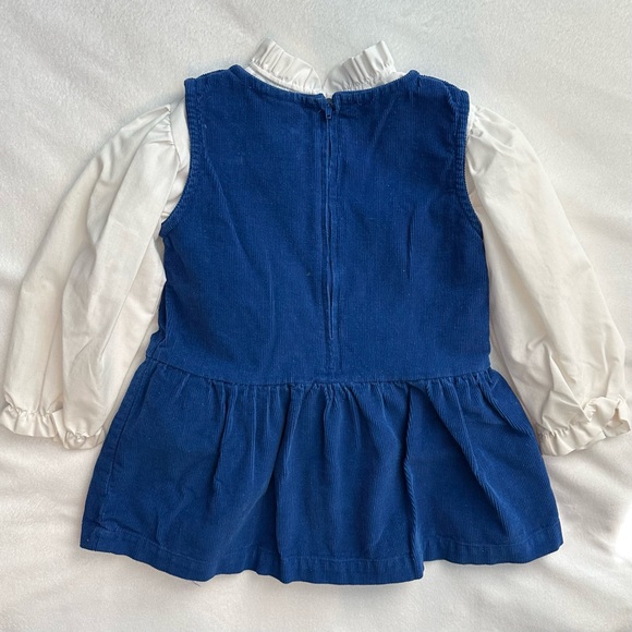 Vintage Animations Shirt & Blue Corduroy Dress Set Embroidered Flowers Girls 3T - Picture 2 of 10